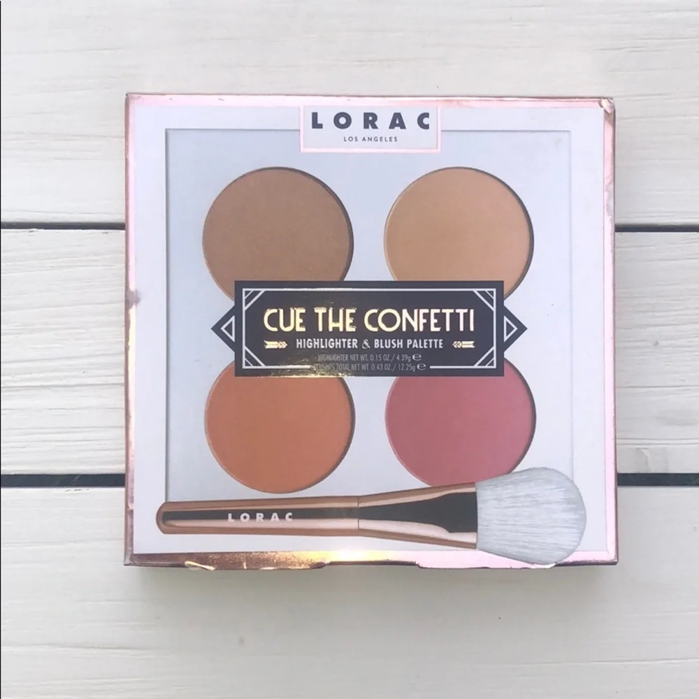 NIB LORAC Cue the Confetti Blush and Highlighter Palette with Brush